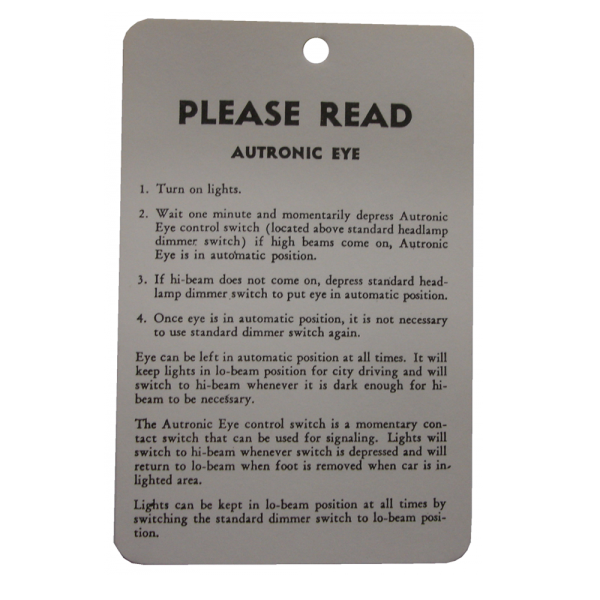 Rubber The Right Way - Autotronic Eye Instructions Tag