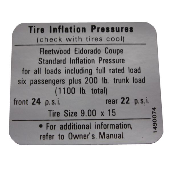 Rubber The Right Way - Tire Pressure Decal