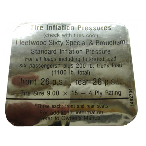 Rubber The Right Way - Tire Pressure Decal