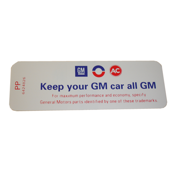 Rubber The Right Way - Air Cleaner Decal - "All GM"