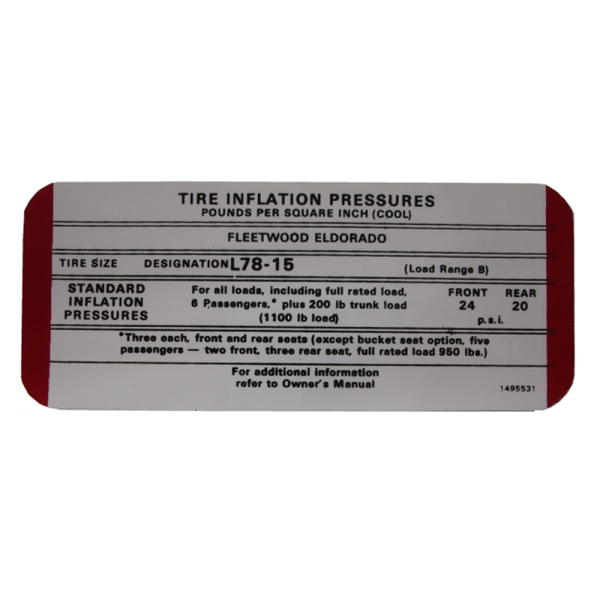 Rubber The Right Way - Tire Pressure Decal