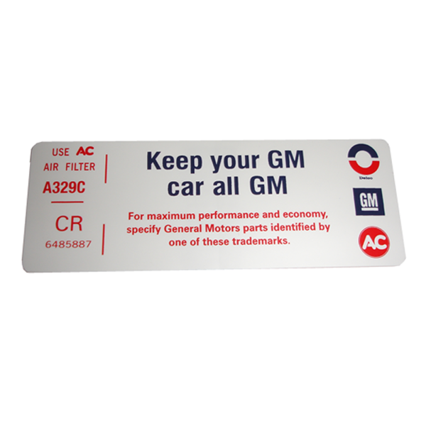 Rubber The Right Way - Air Cleaner Decal - "All GM"