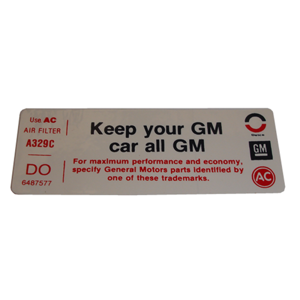 Rubber The Right Way - Air Cleaner Decal - "All GM"