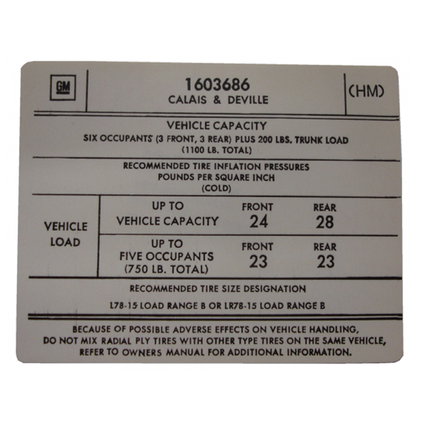 Rubber The Right Way - Tire Pressure Decal