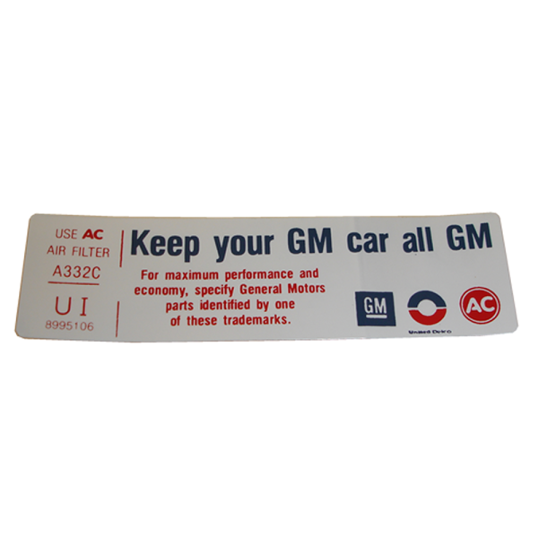 Rubber The Right Way - Air Cleaner Decal - Filter Type A332C