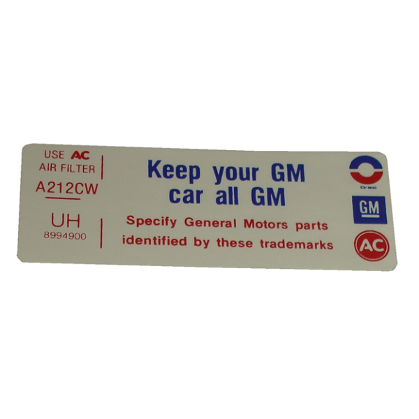 Rubber The Right Way - Air Cleaner Decal - "All GM"