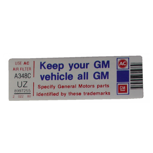 Rubber The Right Way - Air Cleaner Decal - "All GM"