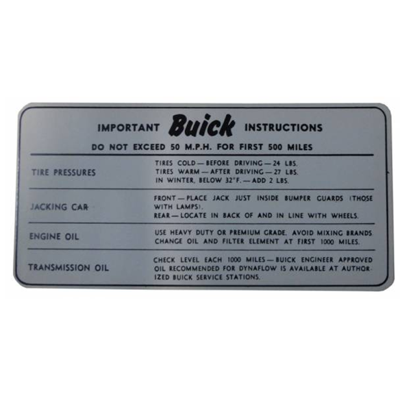 Rubber The Right Way - Tire Pressure Decal