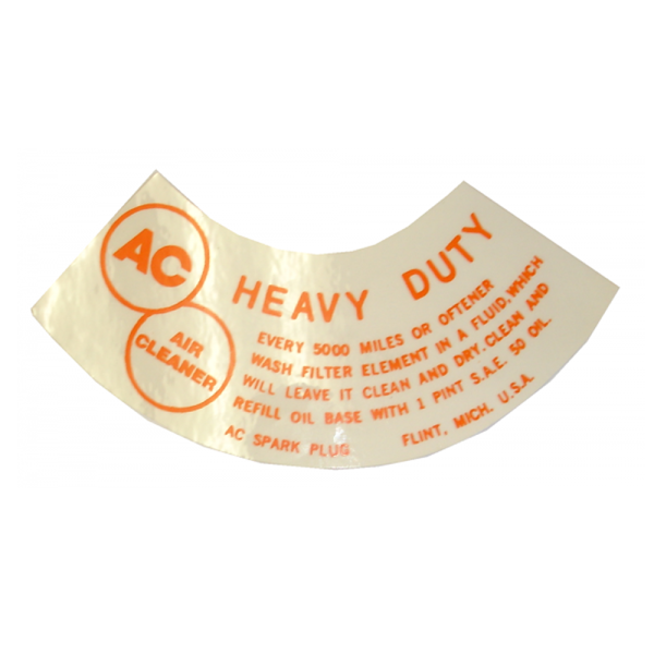 Rubber The Right Way - 322-2V Air Cleaner Service Instructions Decal