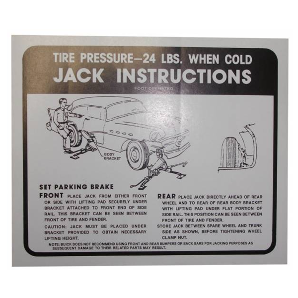 Rubber The Right Way - Jack Instructions / Tire Pressure Decal