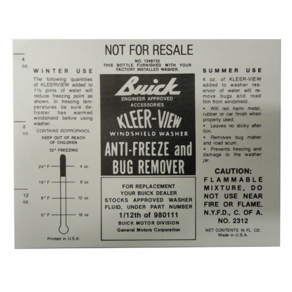 Rubber The Right Way - "Kleer-view" Windshield Washer Bottle Decal