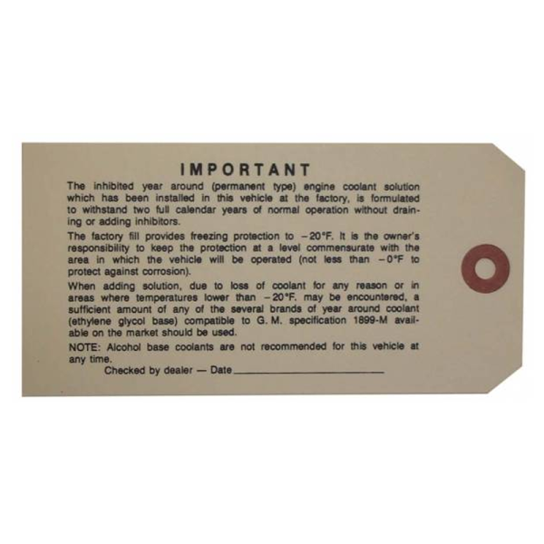 Rubber The Right Way - GM Antifreeze Tag