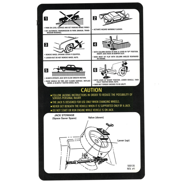 Jim Osborne Reproductions - Jack Stowage And Use Decal - Space Saver Tire