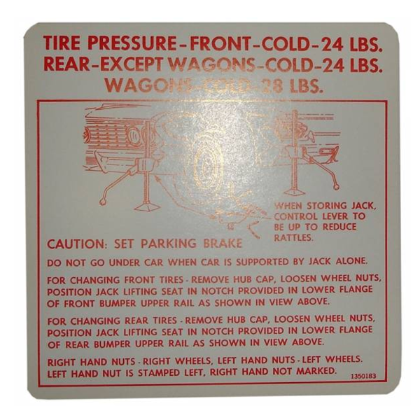 Rubber The Right Way - Jack Instructions / Tire Pressure Decal