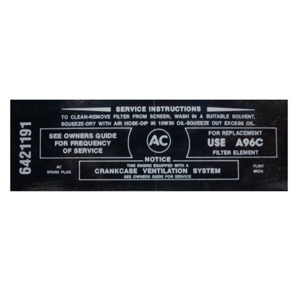 Wildcat 310 Air Cleaner Service Instructions Decal