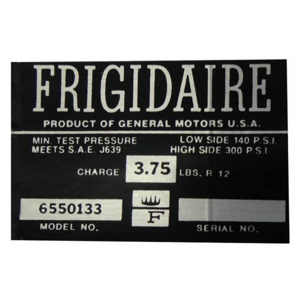 Frigidaire AC Compressor Decal