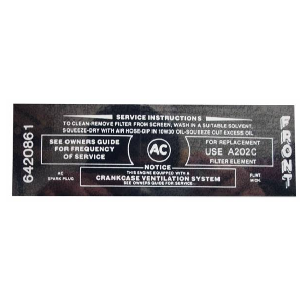 Wildcat 445 Air Cleaner Service Instructions Decal