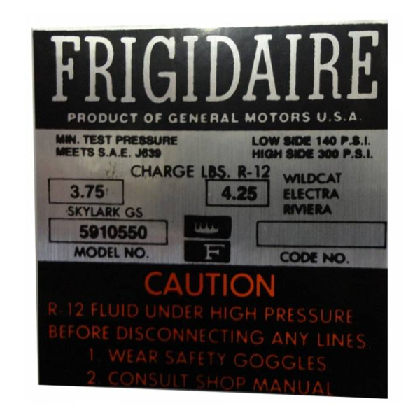 Frigidaire AC Compressor Decal