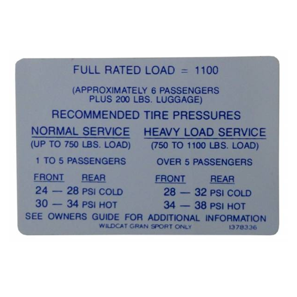 Tire Pressure Decal