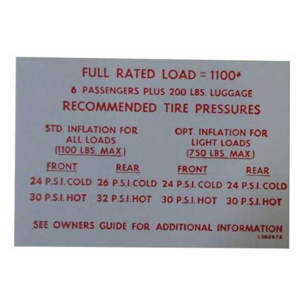 Tire Pressure Decal