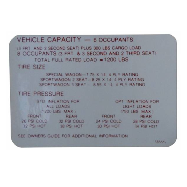 Tire Pressure Decal