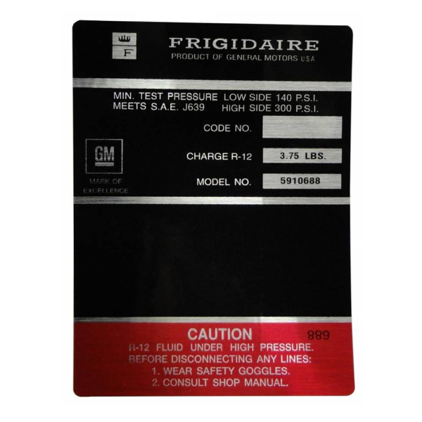 Frigidaire AC Compressor Decal