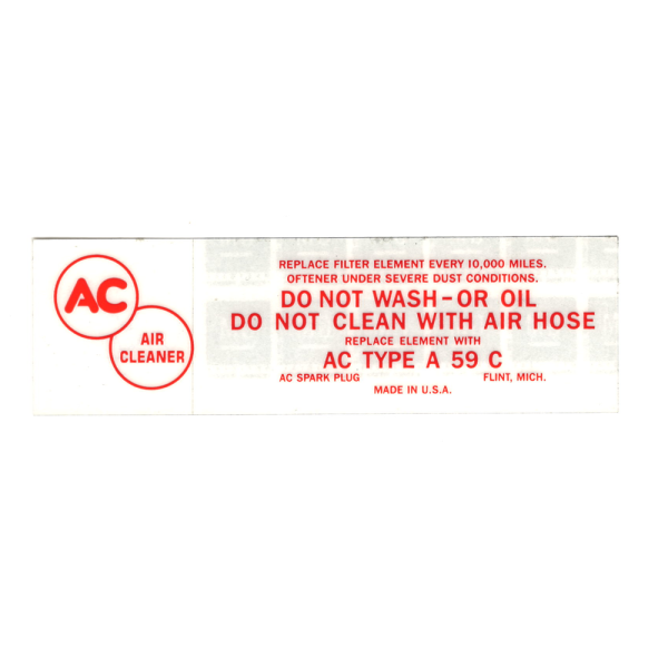 Pontiac Air Cleaner Decal