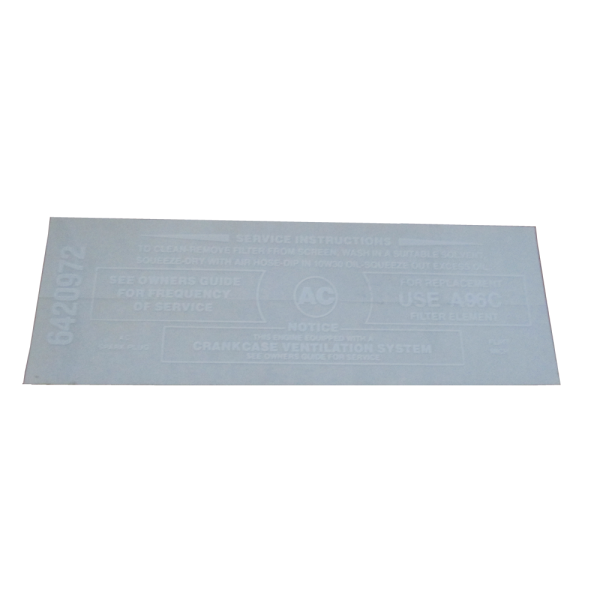 Pontiac Air Cleaner Decal