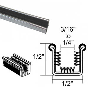 Window Run Channel - Rigid - With Stainless Bead - Pair of 3' Strips - 1/2" Tall 1/2" Wide