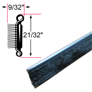 Beltline Weatherstrip / Window Sweeps / Felts / Fuzzies - Stainless Bead - Rigid - 21/32" Tall 9/32" Wide