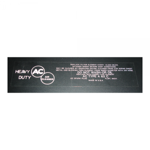 Air Cleaner Decal - Filter Type A63C