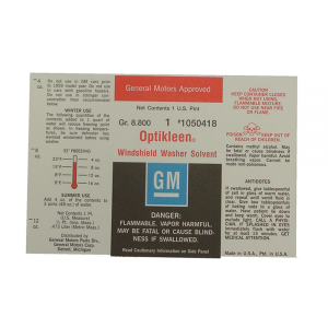 Windshield Washer Bottle Decal - Optikleen