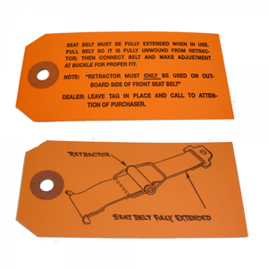 Seat Belt Instructions Tag