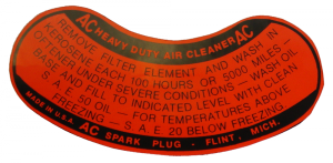 Oil Bath Air Cleaner Decal