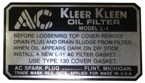 Oil Filter Decal - AC L-1