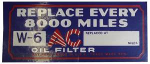 Oil Filter Decal - AC W-6