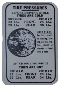 Tire Pressure Decal