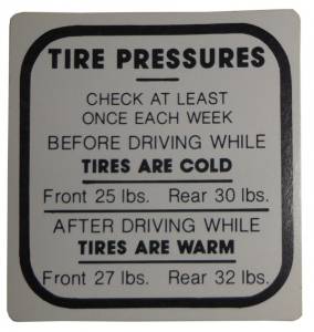 Tire Pressure Decal