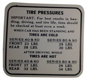 Tire Pressure Decal