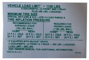 Tire Pressure Decal