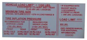 Tire Pressure Decal
