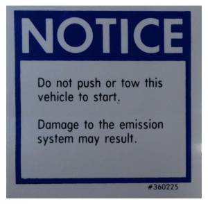 Push Start Warning Decal