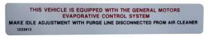 Evaporator Control Emission Decal - V8