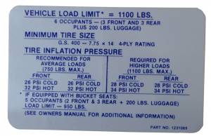 Tire Pressure Decal