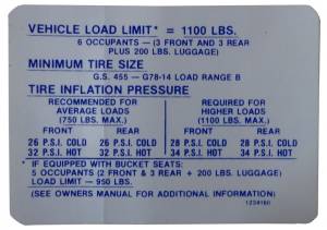 Tire Pressure Decal