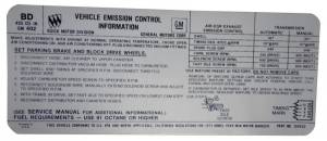 Manual & Automatic Transmission Emission Decal - 455-4V Stage I