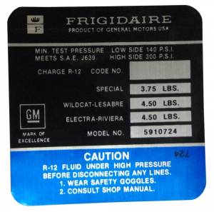 Frigidaire AC Compressor Decal