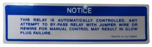 Diesel Glow Plug Caution Decal