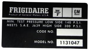 Frigidaire AC Dryer Decal