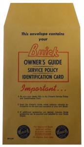 New Vehicle Owners Manual Envelope